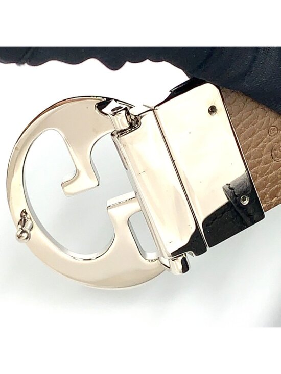 Gucci Interlocking Reversible Leather Brown Black Belt Silver main image 6